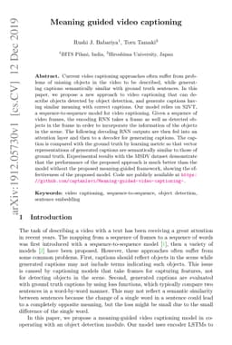 Meaning guided video captioning