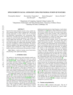 Speech-driven facial animation using polynomial fusion of features