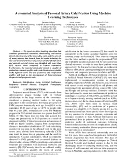 Automated Analysis of Femoral Artery Calcification Using Machine
  Learning Techniques