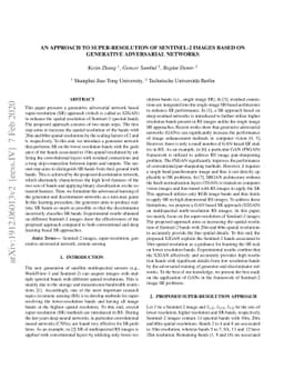 An Approach to Super-Resolution of Sentinel-2 Images Based on Generative
  Adversarial Networks