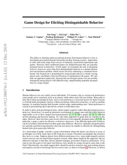 Game Design for Eliciting Distinguishable Behavior