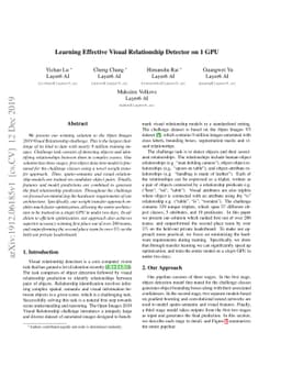 Learning Effective Visual Relationship Detector on 1 GPU