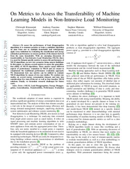 On Metrics to Assess the Transferability of Machine Learning Models in
  Non-Intrusive Load Monitoring