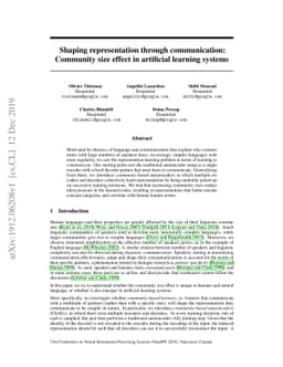 Shaping representations through communication: community size effect in
  artificial learning systems