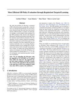 More Efficient Off-Policy Evaluation through Regularized Targeted
  Learning
