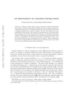 On Profitability of Nakamoto double spend