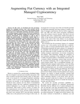 Augmenting Fiat Currency with an Integrated Managed Cryptocurrency
