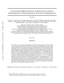 Systematic Misestimation of Machine Learning Performance in Neuroimaging
  Studies of Depression