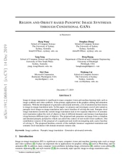 Region and Object based Panoptic Image Synthesis through Conditional
  GANs