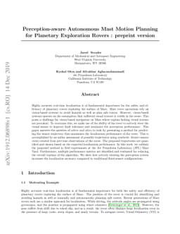 Perception-aware Autonomous Mast Motion Planning for Planetary
  Exploration Rovers