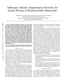 Indiscapes: Instance Segmentation Networks for Layout Parsing of
  Historical Indic Manuscripts