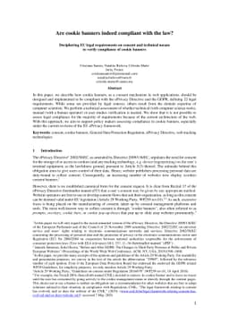 Are cookie banners indeed compliant with the law? Deciphering EU legal
  requirements on consent and technical means to verify compliance of cookie
  banners