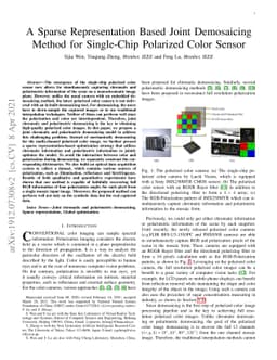 A Sparse Representation Based Joint Demosaicing Method for Single-Chip
  Polarized Color Sensor