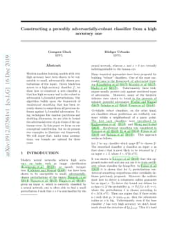 Constructing a provably adversarially-robust classifier from a high
  accuracy one