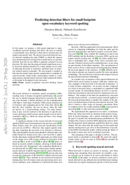 Predicting detection filters for small footprint open-vocabulary keyword
  spotting