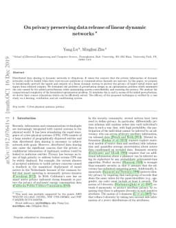On privacy preserving data release of linear dynamic networks