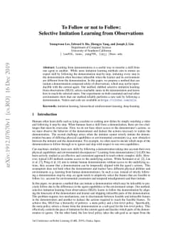 To Follow or not to Follow: Selective Imitation Learning from
  Observations