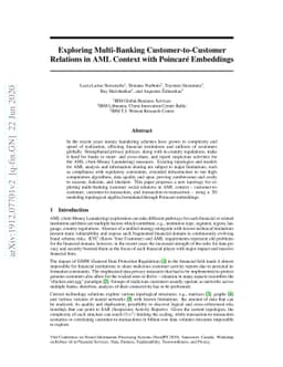 Exploring Multi-Banking Customer-to-Customer Relations in AML Context
  with Poincaré Embeddings