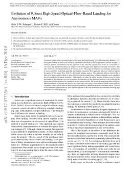 Evolution of Robust High Speed Optical-Flow-Based Landing for Autonomous
  MAVs