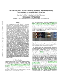 CAG: A Real-time Low-cost Enhanced-robustness High-transferability
  Content-aware Adversarial Attack Generator