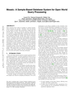 Mosaic: A Sample-Based Database System for Open World Query Processing