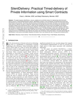 SilentDelivery: Practical Timed-delivery of Private Information using
  Smart Contracts