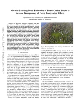 Machine Learning-based Estimation of Forest Carbon Stocks to increase
  Transparency of Forest Preservation Efforts
