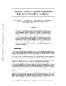 Embedded Constrained Feature Construction for High-Energy Physics Data
  Classification
