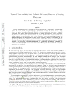 Toward Fast and Optimal Robotic Pick-and-Place on a Moving Conveyor
