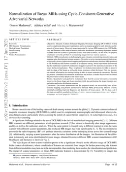 Normalization of breast MRIs using Cycle-Consistent Generative
  Adversarial Networks