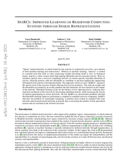 SpaRCe: Improved Learning of Reservoir Computing Systems through Sparse
  Representations