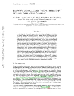 Learning Generalizable Visual Representations via Interactive Gameplay