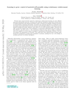 Learning to grow: control of material self-assembly using evolutionary
  reinforcement learning