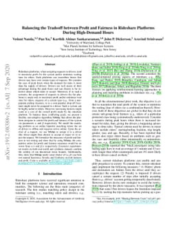 Balancing the Tradeoff between Profit and Fairness in Rideshare
  Platforms During High-Demand Hours