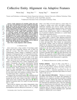 Collective Entity Alignment via Adaptive Features
