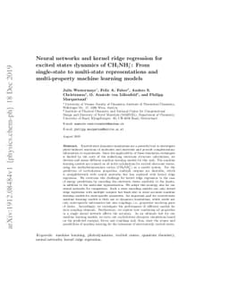 Neural networks and kernel ridge regression for excited states dynamics
  of CH$_2$NH$_2^+$: From single-state to multi-state representations and
  multi-property machine learning models
