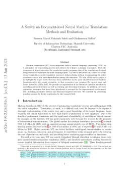 A Survey on Document-level Neural Machine Translation: Methods and
  Evaluation