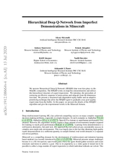 Hierarchical Deep Q-Network from Imperfect Demonstrations in Minecraft