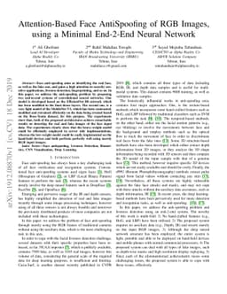 Attention-Based Face AntiSpoofing of RGB Images, using a Minimal
  End-2-End Neural Network