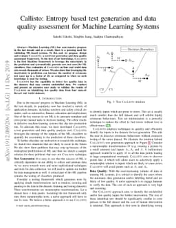 Callisto: Entropy based test generation and data quality assessment for
  Machine Learning Systems
