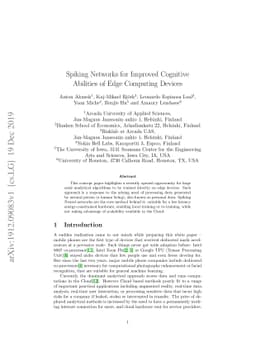 Spiking Networks for Improved Cognitive Abilities of Edge Computing
  Devices