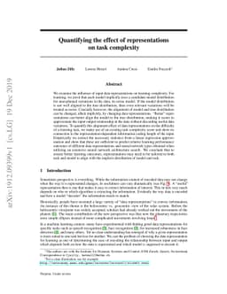 Quantifying the effect of representations on task complexity
