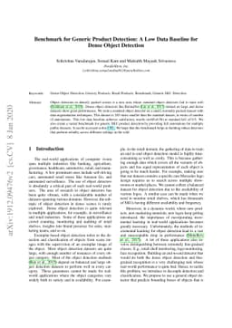 Benchmark for Generic Product Detection: A Low Data Baseline for Dense
  Object Detection