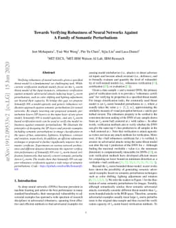 Towards Verifying Robustness of Neural Networks Against Semantic
  Perturbations