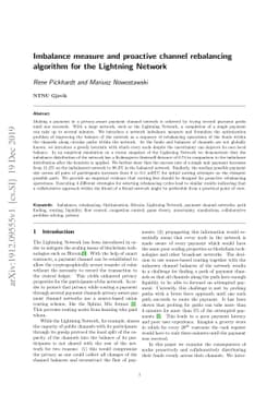 Imbalance measure and proactive channel rebalancing algorithm for the
  Lightning Network