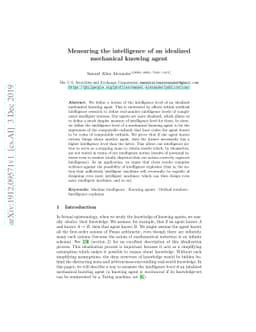 Measuring the intelligence of an idealized mechanical knowing agent