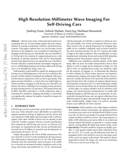 High Resolution Millimeter Wave Imaging For Self-Driving Cars