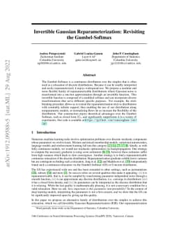Invertible Gaussian Reparameterization: Revisiting the Gumbel-Softmax