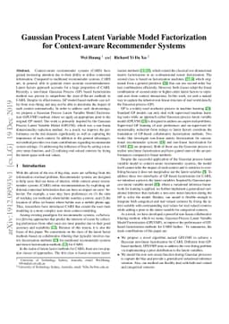 Gaussian Process Latent Variable Model Factorization for Context-aware
  Recommender Systems