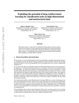 Exploiting the potential of deep reinforcement learning for
  classification tasks in high-dimensional and unstructured data